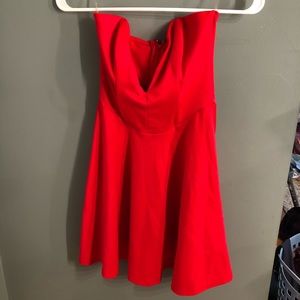 Low v-cut HOT cleavage red mini dress by #tobi